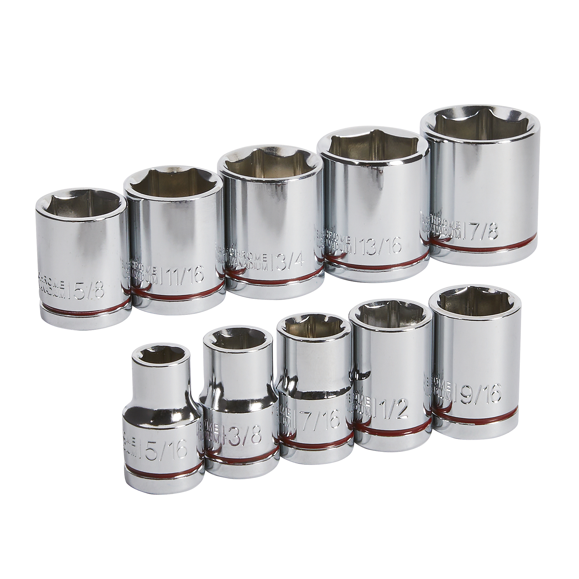 Ironton Socket Set, 10-Pc., SAE, 3/8in. Drive, Chrome Molybdenum Steel